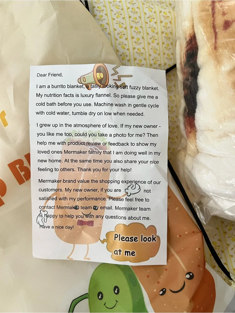 Mermaker Burritos Wrap Blanket - White Cream
